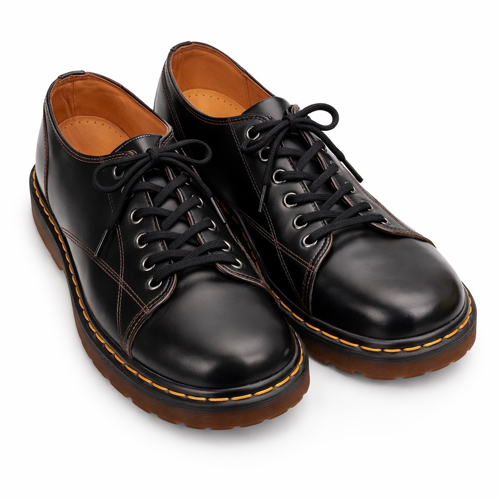 Dr. Martens 8019 Made In England Vintage 6-Eye Work Shoes Black Leather